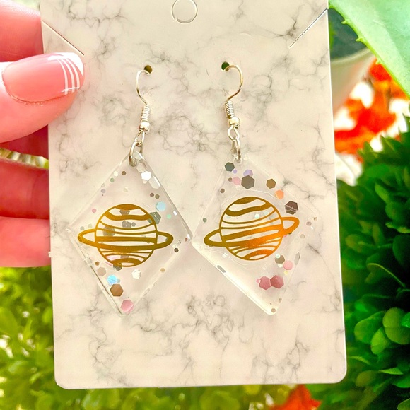 Planet Acrylic Dangle Earrings - Picture 2 of 6